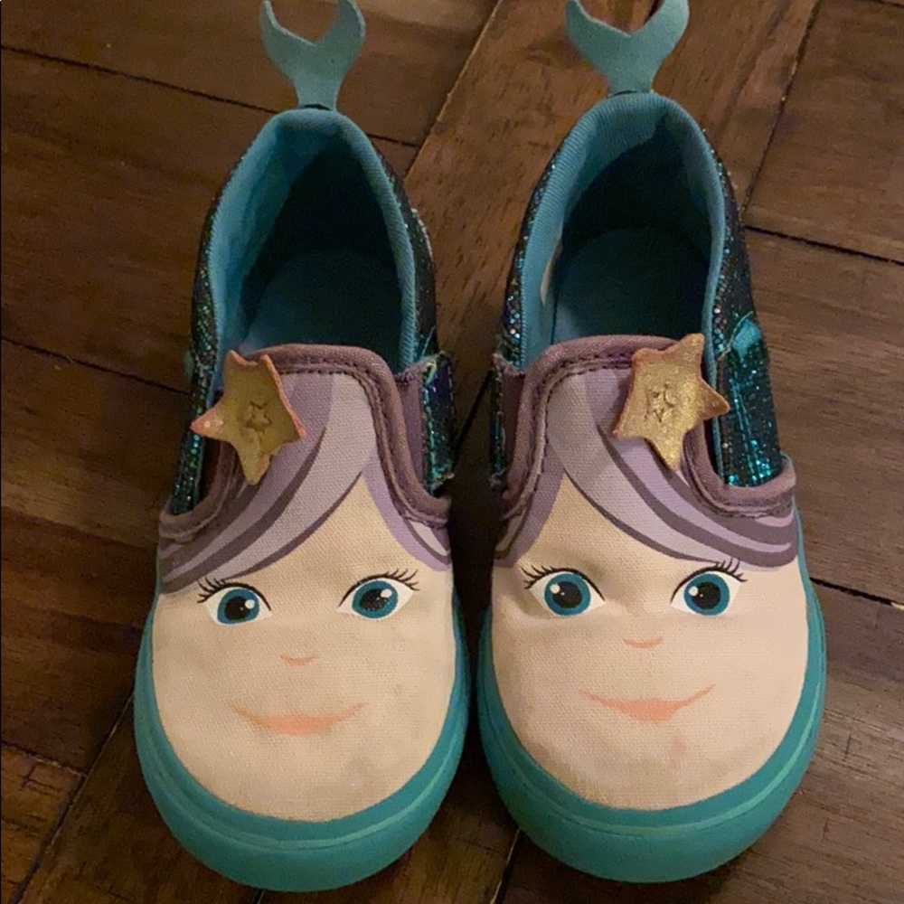 Aqua Mermaid Sequin Slip-on Vans Sneakers.